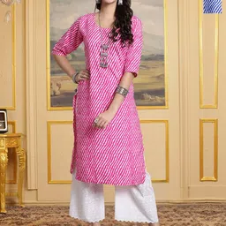 HERE&NOW Women Ethnic Motifs Printed Straight Knee Length Kurta-picture-56