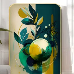 Myntra Elegant Homes Teal & Beige Abstract Botanical Wooden Wall Art-image-5
