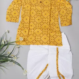 Little Dreams Boys Bandhani Printed Band Collar Dhoti & Kurta Set-52