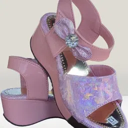 NEW LATEST Girls Violet Textured Party Wedges-16
