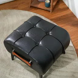 threadvibe living Modern Black Tufted Ottoman With Handle-picture-17
