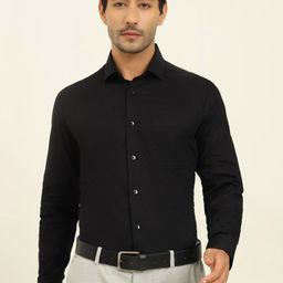 METAL Cutaway Collar Opaque Slim Fit Formal Shirt-image-35