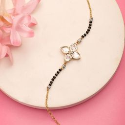 NVR Gold-Plated Stone Studded & Beaded Bracelet Mangalsutra-image-35