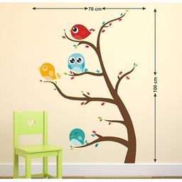 LANSTICK Brown & Yellow Splash-Proof Eco-Friendly Tree With Owl Wallpaper-image-65