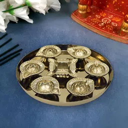 Metalsmith 7 Pcs Textured Diyas With Plate-image-53