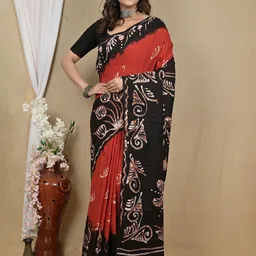 DipDiya Batik Printed Pure Cotton Taant Saree-picture-40