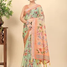 SSHAGUN LIFESTYLE Floral Printed Bandhani Saree With Blouse Piece-picture-7