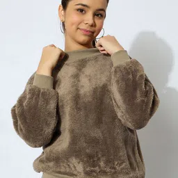 Noh.Voh - SASSAFRAS Kids Girls High Neck Fur Sweatshirt-picture-48