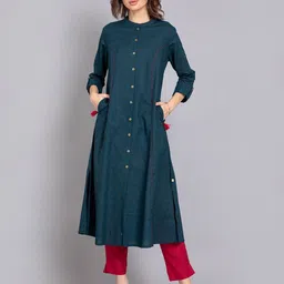 SUTI Mandarin Collar Pure Cotton A-Line Kurta-picture-43