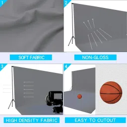 Cam cart 6x9Ft GreyPolyster Lekera Photo Backdrop for Photoshoot Background for Photography Screen Video Recording Picture Background Reflector ( Stand Not Included ) Reflector image 2