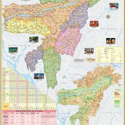 Assam and North-East States Map. Map Size : 100x70 Centimeter (40"x28" inch). With Important Fact and Figure. Ideal Map For Aspirant of UPSC , PCS , SSC , RAILWAY Exam and Other Competitive Exam. Updated Map. Paper Print-46