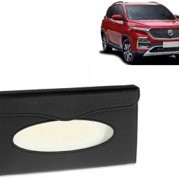 Car Sun Visor Tissue Box Holder PU Leather Paper Napkin Organizer MG Hector Vehicle Tissue Dispenser-image-36