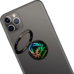 Swap-n-Snap 360° Holo-Ring Mobile Holder With ZODIAC DESIGN- CANCER Changeable Logo Magnet , Selfie Grip, Handsfree Stand, Universal Metallic Dock Mobile Holder Mobile Holder-picture-27