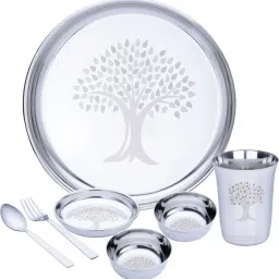 Pack of 7 Stainless Steel Laser Printed (Serves 1) Dinner Set-13