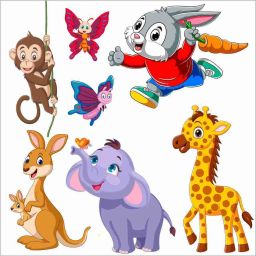 40 cm Lion, Elephant, Butterflies Animals Wall Sticker kids room (65 cm X 50 cm ) Removable Sticker-image-3