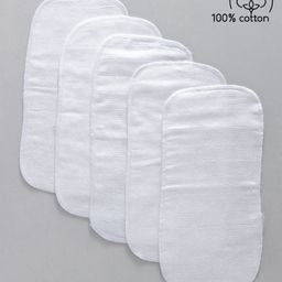 Babyhug Muslin Cotton Cloth Nappy Insert  Pack Of 5 - White-15
