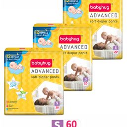 Babyhug Advanced Pant Style Diapers Small - 20 Pieces Pack of 3-image-77
