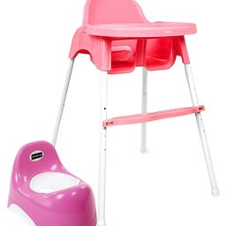 Babyhug Teeny Tiny Potty Chair With Lid AND Babyhug Grace 2 in 1 Dining Chair With 2 Point Safety Harness & Anti Slip Footrest (Pink)-image-49