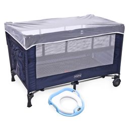 Babyhug Keep Me Close 2 in 1 Playpen Cum Baby Cot With Mosquito Net  - Navy Blue AND Babyhug Premium Potty Seat - Blue-image-22