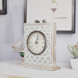 ons interior industry White Solid Wood Analog Table Clock-picture-47