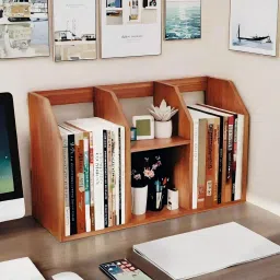 Table Top Bookshelf Solid Wood Open Book Shelf-45