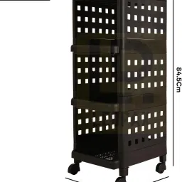 leopax 4 Tier Stackable Shelf Utility Rolling Stand Rack | Storage Organizer Rack | Plastic Kitchen Trolley image 2