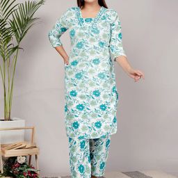 Art Avenue Women Floral Printed Regular Kurta with Trousers-image-13