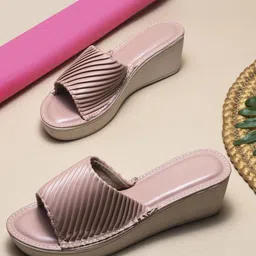 Try Me Women Striped Round Toe Platform Sandals-53