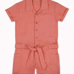 Gini and Jony Girls Shirt Collar Cotton Jumpsuit-image-96