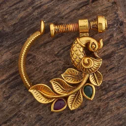 Kushal's Fashion Jewellery Gold-Plated Cubic Zirconia Ring Nosepin-image-47