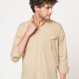 TRYBUY.IN Men Standard Fit Spread Collar Solid Cotton Casual Shirt-image-86