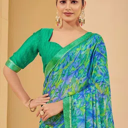 Anouk Rustic Floral Zari Poly Chiffon Sungudi Saree-picture-15