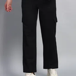 VOGAAN Men Relaxed Regular Fit Mid-Rise Lycra Cargos-image-3