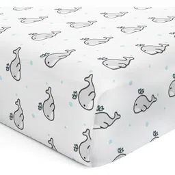 The White Cradle White & Grey Cartoon Characters Printed Cotton 120 TC Crib Sheet-image-6