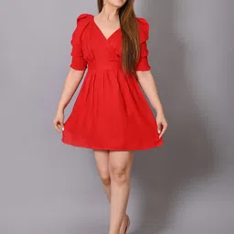 VYMO Floral Puff Sleeve Fit & Flare Dress-image-16