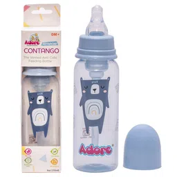 Adore Blue & Transparent Printed Ventilated Anti-Colic Stem Baby Feeding Bottle- 250ml-image-22