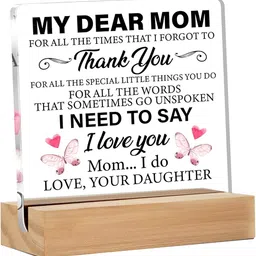 BS AMOR White & Black Inspirational Thank You Gift For Mom Wooden Showpiece-image-86