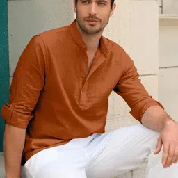 Fifth U Men Brown Kurta-39