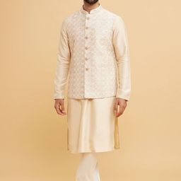 Twamev Men Regular Kurta with Churidar With Nehru jacket-image-2