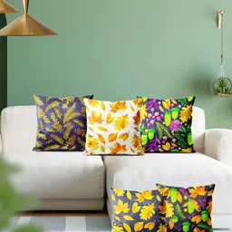 ArtzFolio Multicoloured Set of 5 Square Cushion Covers-7