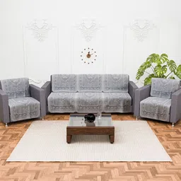 Kuber Industries Grey & Off White 10 Pieces Printed Cotton 5 Seater Sofa Covers-image-20