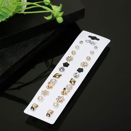 Stoln Set of 12 Artificial Stones Studded Floral Shaped Studs-image-12