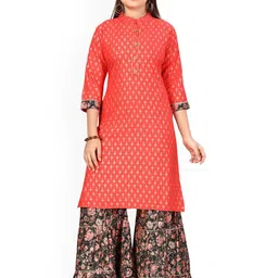 Sangria Girls Printed Pure Cotton Kurta & Sharara-image-99
