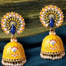 OOMPH Peacock Shaped Jhumkas Earrings-54