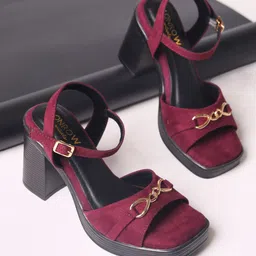 Monrow Women MaroonEverlee Suede Platform Heels-52