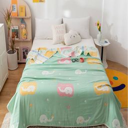 JC HOME Green & White Cartoon Characters AC Room 400 GSM Single Bed Quilt-image-14