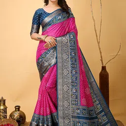 KALINI Bandhani Zari Printed Patola Saree-picture-40