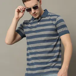 GET GOLF Men Striped Polo Collar Cotton T-shirt-image-28