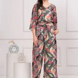 KALINI Printed V-Neck Top With Palazzos-image-17