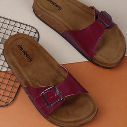 DressBerry Women Textured Open Toe Flats with Buckles-13